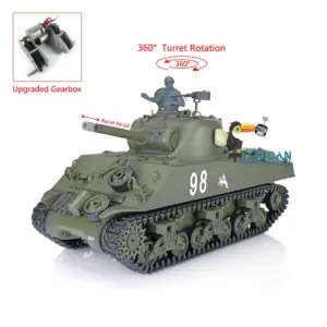 Henglong 1/16 7.0 RC Tank Plastic M4A3 Sherman 3898 w/ 360Degrees Rotating Turret Barrel Recoil Remote Control Tank Outdoor Tank 2.4G