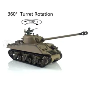2.4G Henglong 1/16 Scale 7.0 Plastic M4A3 Sherman RTR RC Tank 3898 w/ 360Degrees Rotating Turret Short Barrel Smoking Outdoor Tank