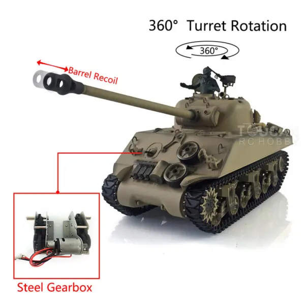 Henglong 1/16 7.0 RC Tank Plastic M4A3 Sherman 3898 w/ 360Degrees Rotating Turret Barrel Recoil Remote Control Tank Outdoor Tank 2.4G