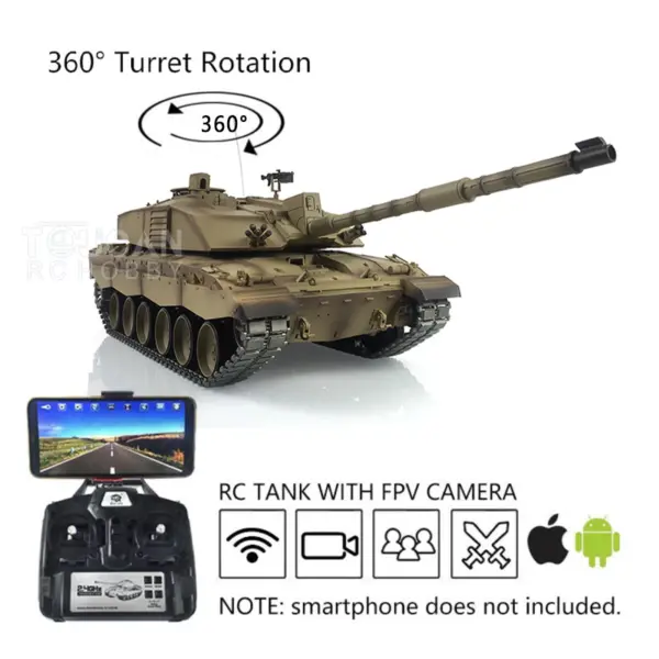 Henglong 7.0 1/16 2.4Ghz Upgraded FPV British Challenger II RTR RC Tank 3908 360Degrees Turret Model Chassis Upper Hull Metal Tracks