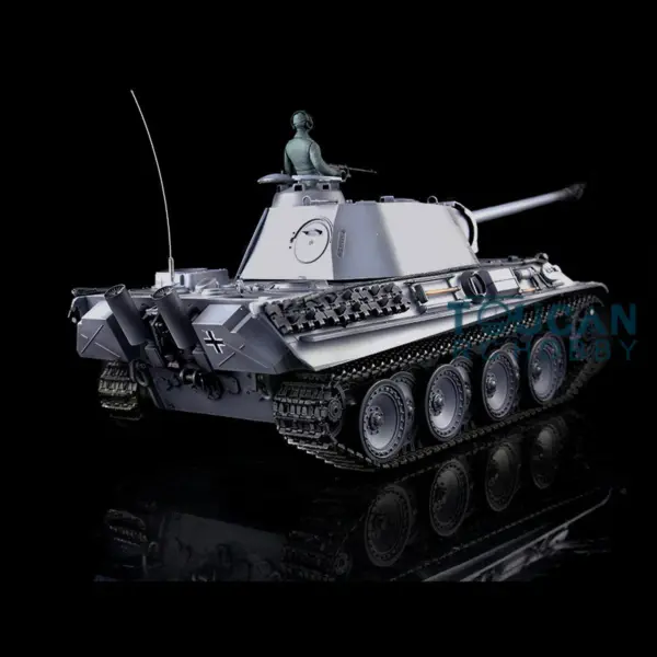 Henglong 1/16 RC Tank 7.0 3879 Customized German Tank Panther G RTR Tank w/ 360Degrees Rotating Turret Barrel Recoil Metal Road Wheel