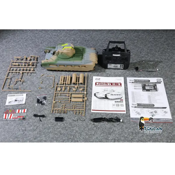 1/16 RC Tank Matilda III IV Tongde IR Turret Rotary 320 Degree Electric Remote Control Military Vehicle Metal Gearbox Road Wheel