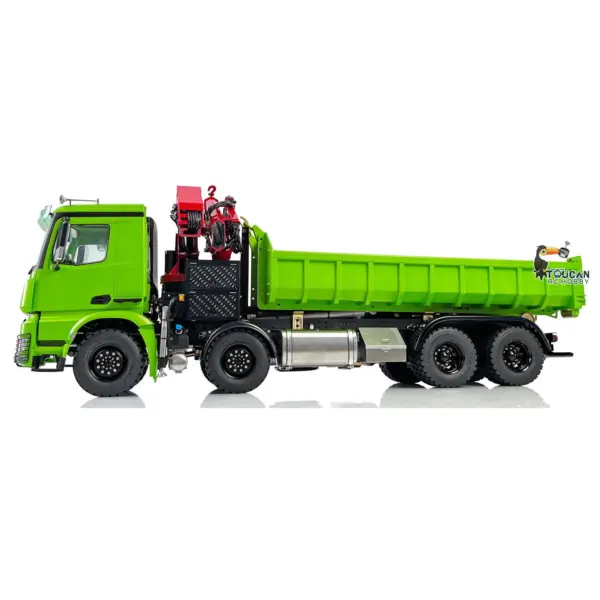 1/14 LESU 8x8 RC Metal Painted and Assembled Hydraulic Crane Dumper Tipper Truck RTR Electric Dump Car Servo Motor ESC