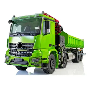 1/14 LESU 8x8 RC Metal Painted and Assembled Hydraulic Crane Dumper Tipper Truck RTR Electric Dump Car Servo Motor ESC