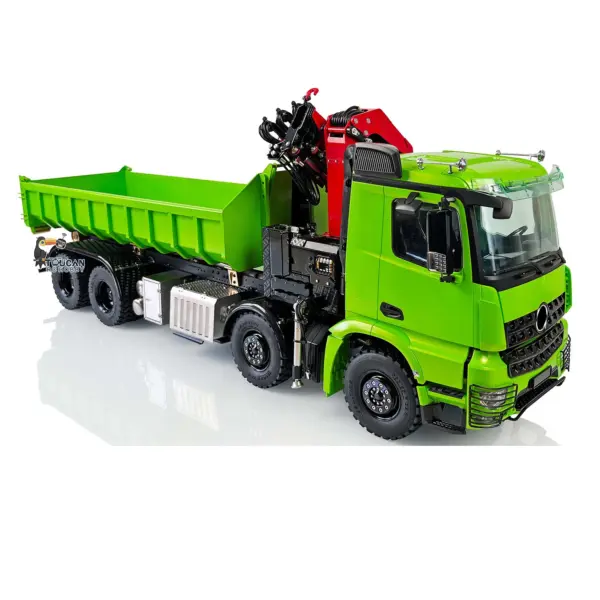 1/14 LESU 8x8 RC Metal Painted and Assembled Hydraulic Crane Dumper Tipper Truck RTR Electric Dump Car Servo Motor ESC