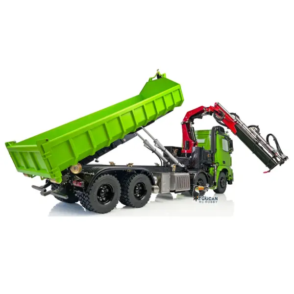 1/14 LESU 8x8 RC Metal Painted and Assembled Hydraulic Crane Dumper Tipper Truck RTR Electric Dump Car Servo Motor ESC