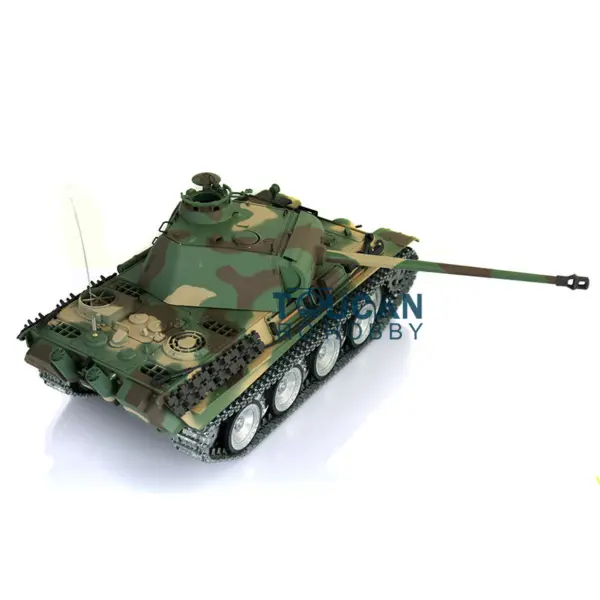 Henglong 1/16 RC Tank 7.0 3879 Customized German Tank Panther G RTR Tank w/ 360Degrees Rotating Turret Barrel Recoil Metal Road Wheel