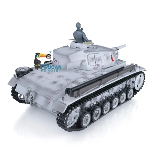 Henglong 1/16 Snow 7.0 Customized Panzer III H RTR RC Tank 3849 Metal Wheels Tracks Barrel Radio Controller 360 Degree Turret Rotation Infrared Combating Transmitter Receiver