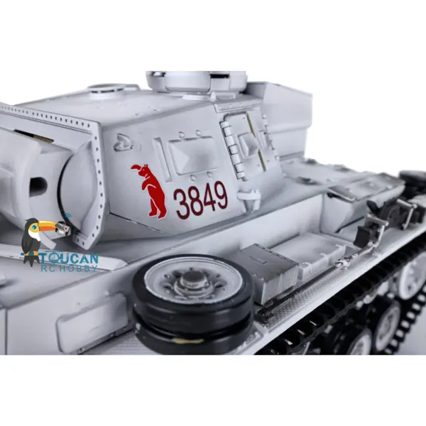 Henglong 1/16 Snow 7.0 Customized Panzer III H RTR RC Tank 3849 Metal Wheels Tracks Barrel Radio Controller 360 Degree Turret Rotation Infrared Combating Transmitter Receiver