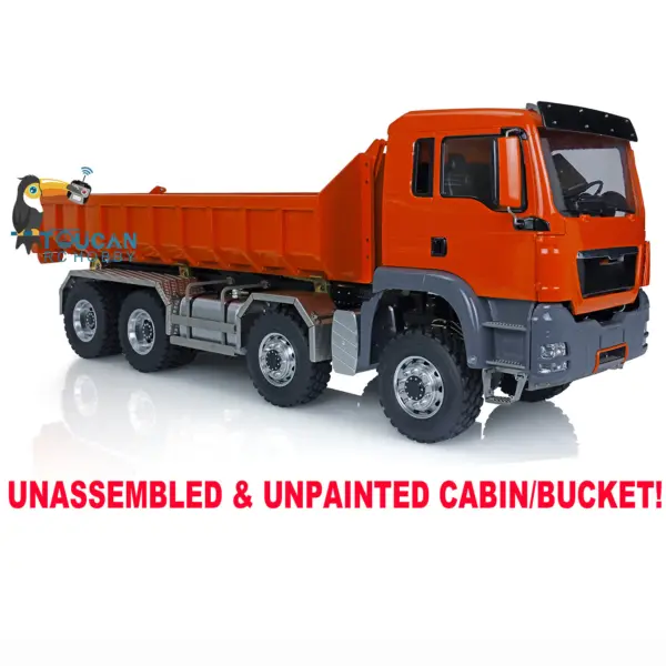 LESU 1/14 TGS 8*8 RC Hydraulic Dumper Truck Lorry Remote Control Tipper Lights Sound Two Speed ESC Motor 3T Differential Lock Steering Servo