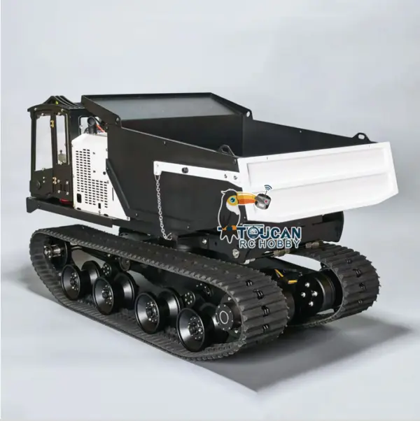 WKLC Metal 1/14 Hydraulic RC Dump Truck T14R Panther Crawler Tracked Tipper Construction Machine Light Sound System Flysky ST8 Radio