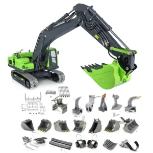 LESU 1/14 PC360 RC Hydraulic Excavator Metal Tracks Ripper Pump Grab Bucket fork Bucket Crusher Trailer Digging Tool Rack