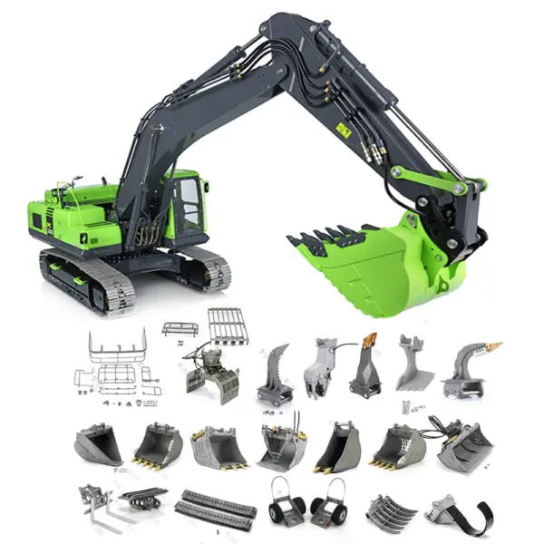 LESU 1/14 PC360 RC Hydraulic Excavator Metal Tracks Ripper Pump Grab Bucket fork Bucket Crusher Trailer Digging Tool Rack