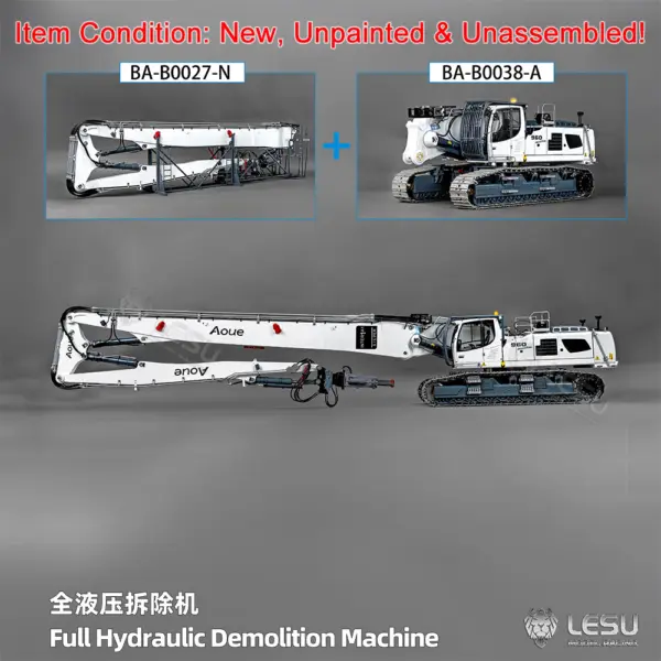 LESU Metal 1/14 RC Full Hydraulic Excavator LR960 KIT DIY Demolition Arm Model Light Unassembled Unpainted Emulated Hobby Car