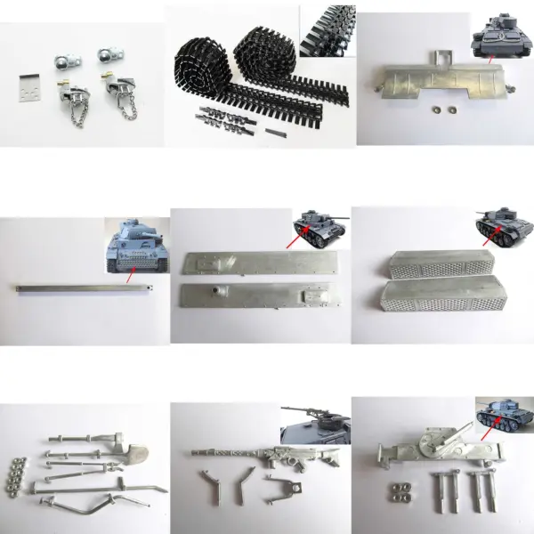 Mato 1/16 Radio Controlld RTR Tank German Panzer III Metal Air Intake Box Machine Gun Exhaust Lifting Jack Tracks Tensioners Part