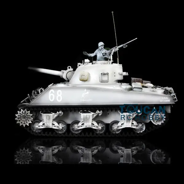 Henglong 1/16 7.0 Upgraded M4A3 Sherman RC Tank 3898 Metal Tracks Barrel Recoil Metal Tracks Idler Sproket Wheels Smoking Gearbox