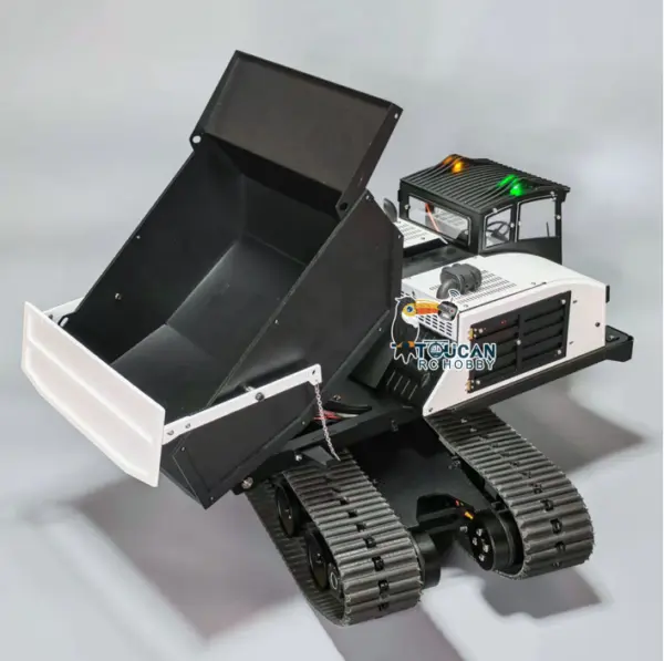 WKLC Metal 1/14 Hydraulic RC Dump Truck T14R Panther Crawler Tracked Tipper Construction Machine Light Sound System Flysky ST8 Radio