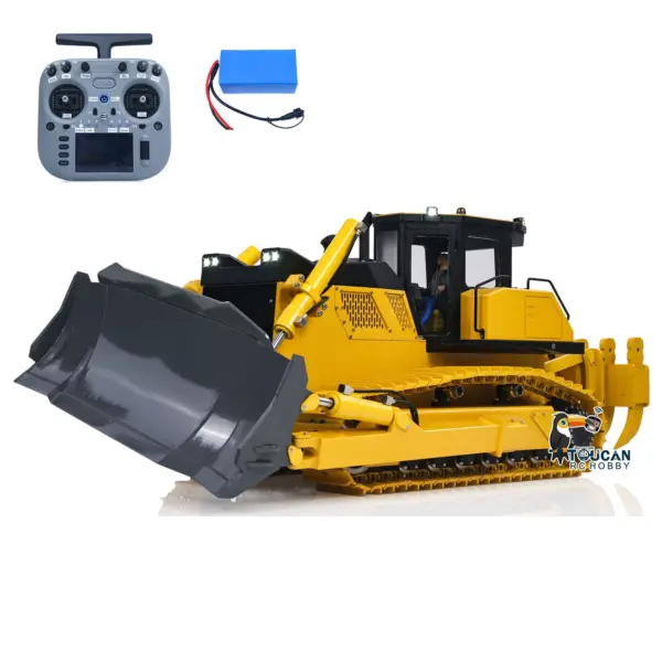 D155AX Metal 1/12 RC Hydraulic Bulldozer RTR Heavy Dozer Model 7 Way Valve 1.0L Oil Pump 5 Plows Radio Master TX15 Radio Battery