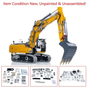 LESU 1/14 RC Hydraulic Excavator LR956 Metal 3 Arms Remote Control Digger Model 4+3CH Valve Dual Pumps Light Flysky PL18EV LITE