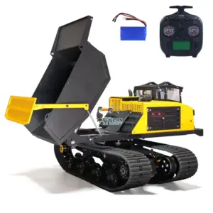 WKLC Metal 1/14 Hydraulic RC Dump Truck T14R Panther Crawler Tracked Tipper Construction Machine Light Sound System Flysky ST8 Radio