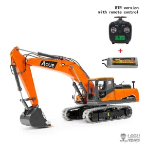 Metal LESU 1/14 Remote Control Digger Aoue DX350LC RC Hydraulic Excavator Model 3CH Valve 4MPA Pump Flysky ST8 Battery Lights