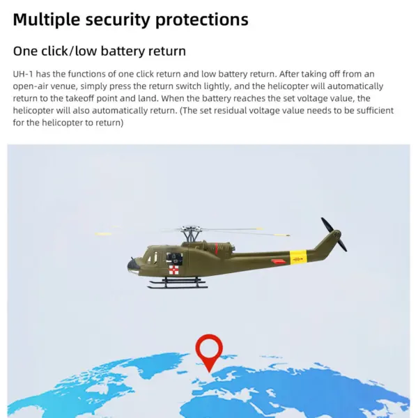 FLYWING UH1 V4 Remote Control Helicopter GPS Automatic Flight Brushless Motor 60A Dual ESC Low Battery Return Huey Adult Gifts