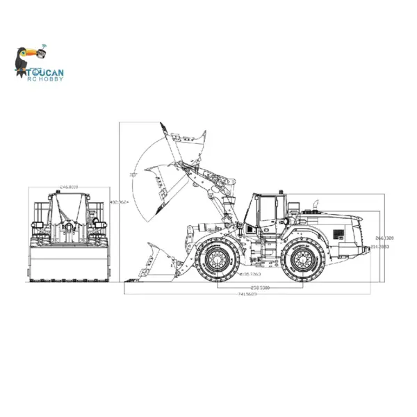 1/14 RC Metal Hydraulic Loader WA480 Remote Control Construction Heavy Machine Quick Coupler Fork Bucket Light Sound ST8 Radio