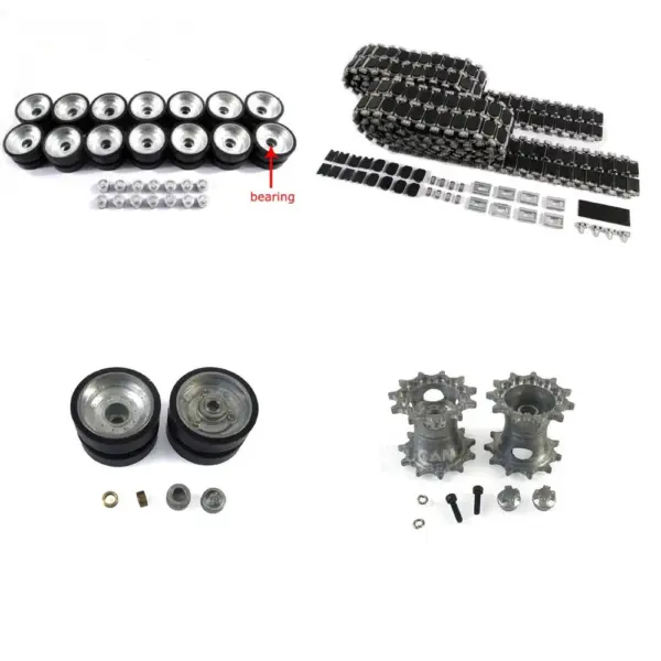 Mato 1/16 HengLong M1A2 Abrams Radio Controlled Tank Metal Spare Part Road Wheels Bearings Sprockets Idlers Tracks With Ruber Pads