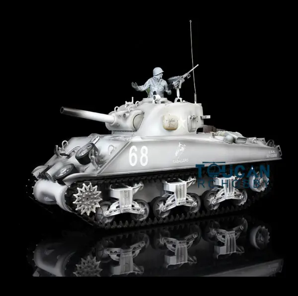 Henglong 1/16 Customized RC Tank 7.0 M4A3 Sherman Remote Control Tank 3898 Barrel Recoil 360Degrees Rotating Turret Metal Road Wheels