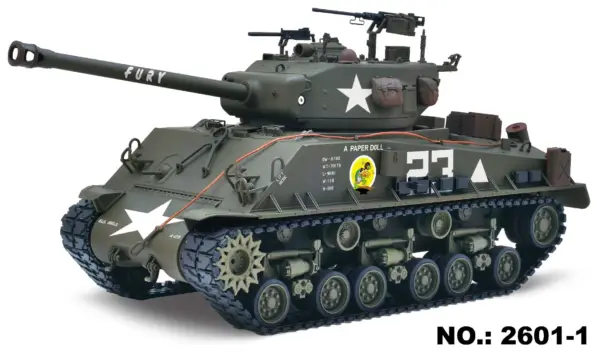 Large Hatch 1/16 Remote Control Tank Sherman M4A3 Infrared System Barrel Elevation Smoke Unit Metal Chassis Gearbox 360 Degrees Turret