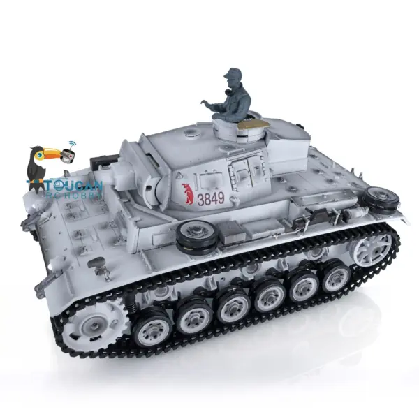 Henglong 1/16 Snow 7.0 Customized Panzer III H RTR RC Tank 3849 Metal Wheels Tracks Barrel Radio Controller 360 Degree Turret Rotation Infrared Combating Transmitter Receiver