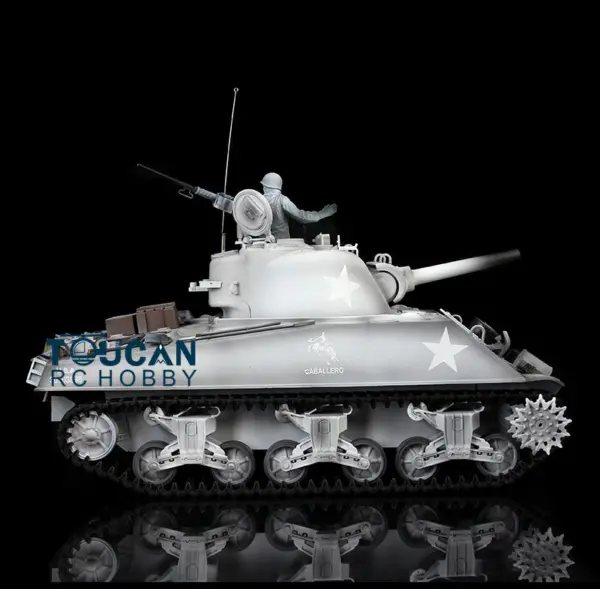 Henglong 1/16 7.0 RC Tank Plastic M4A3 Sherman 3898 w/ 360Degrees Rotating Turret Barrel Recoil Remote Control Tank Outdoor Tank 2.4G