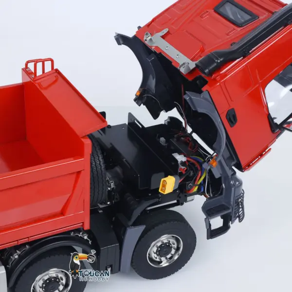 1/14 8x8 RC Hydraulic Dump Truck Metal Radio Control Tipper Car Model Sounds Lights 3-speed Differential Lock Axles ST8 for Adult