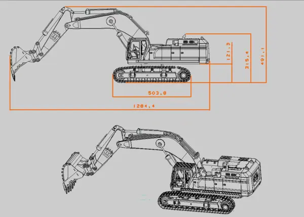 Used 1/12 395F Metal RC Excavator Remote Control Hydraulic Heavy Digger Model 1.0L Dual Pump Paladin PL18EV LITE Radio teshulianjie