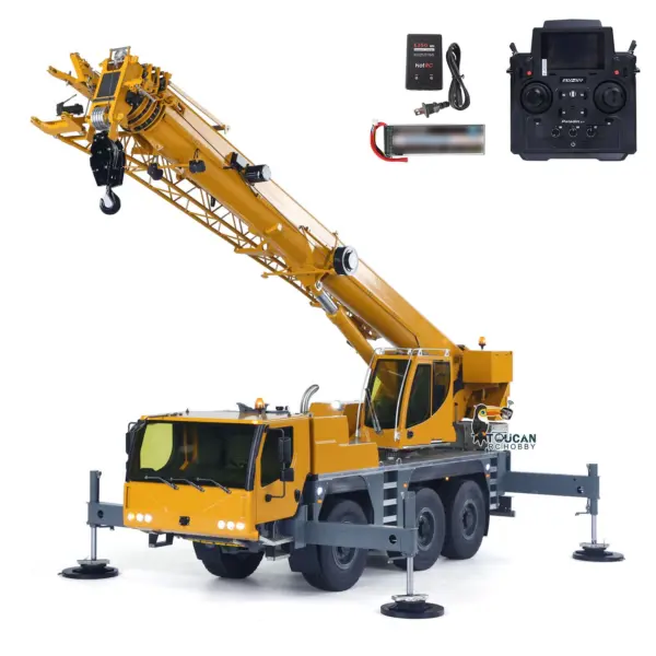 Eyewhale Metal 1/14 RC Mobile Crane Truck D1050 All Terrain Remote Control Hydraulic Construction Vehicles FlySky PL18EV Sound Light System