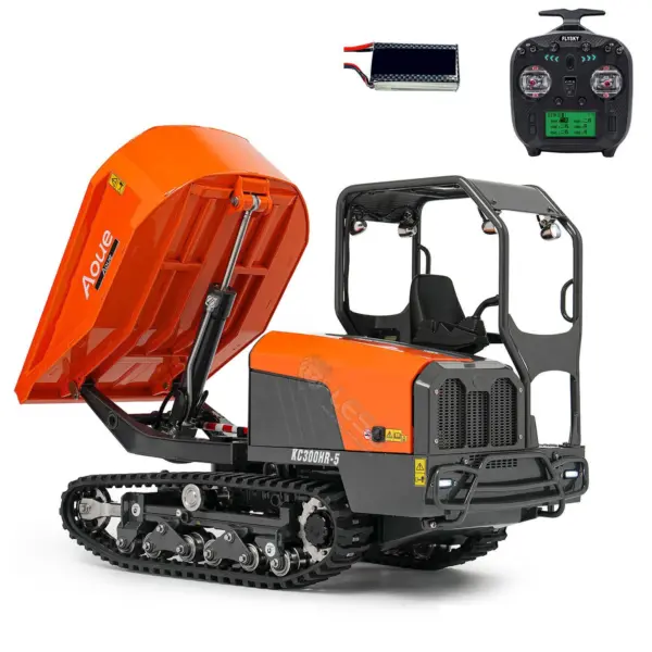 Metal LESU 1/14 RC Dump Truck KC300HR-5 Hydraulic Remote Control Tracked Tipper Car Model 180 Degree Rotation Openable Door Lights