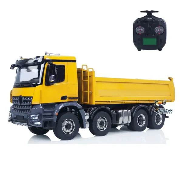 1/14 8x8 RC Hydraulic Dump Truck Metal Radio Control Tipper Car Model Sounds Lights 3-speed Differential Lock Axles ST8 for Adult