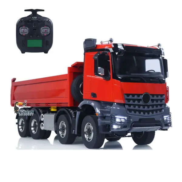 1/14 8x8 RC Hydraulic Dump Truck Metal Radio Control Tipper Car Model Sounds Lights 3-speed Differential Lock Axles ST8 for Adult