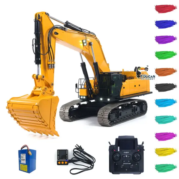 Used 1/12 395F Metal RC Excavator Remote Control Hydraulic Heavy Digger Model 1.0L Dual Pump Paladin PL18EV LITE Radio teshulianjie