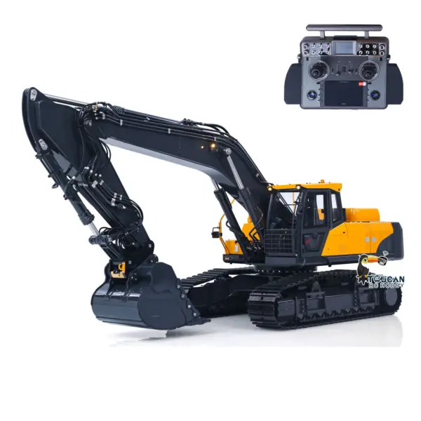 Metal 1/14 Remote Control Excavator E400 Pro 9CH Valves RC Hydraulic Digger Construction Vehicles Stainless Steel Arm Frsky Radio Cooling Fan