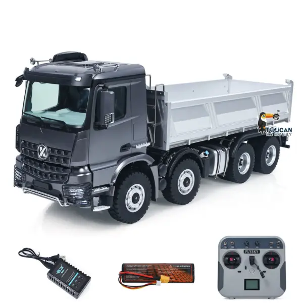 Kabolite 8X8 1/14 RC Dump Truck 5703 Electric Lifting Remote Control Tipper Model 2Speed Gearbox Lights Sound System Battery Charger
