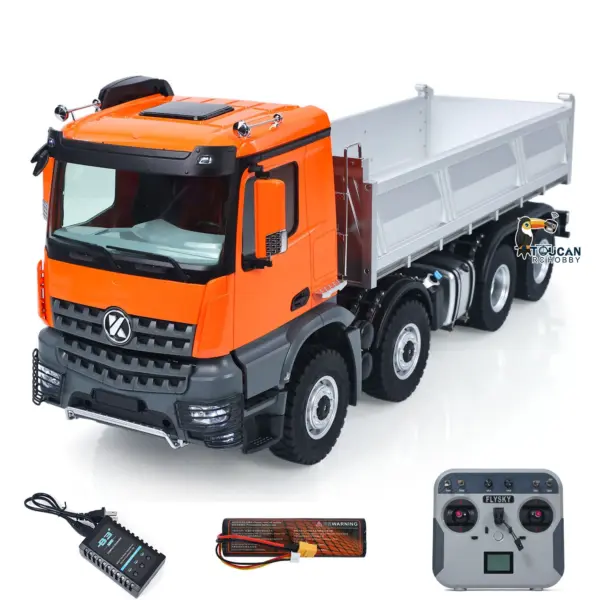 Kabolite 8X8 1/14 RC Dump Truck 5703 Electric Lifting Remote Control Tipper Model 2Speed Gearbox Lights Sound System Battery Charger
