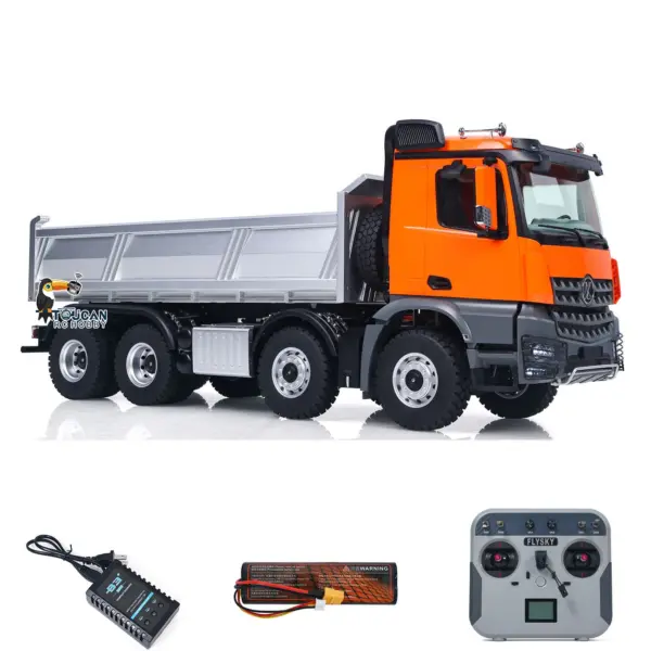 Kabolite 8X8 1/14 RC Dump Truck 5703 Electric Lifting Remote Control Tipper Model 2Speed Gearbox Lights Sound System Battery Charger