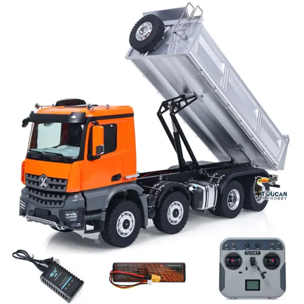 Kabolite 8X8 1/14 RC Dump Truck 5703 Electric Lifting Remote Control Tipper Model 2Speed Gearbox Lights Sound System Battery Charger