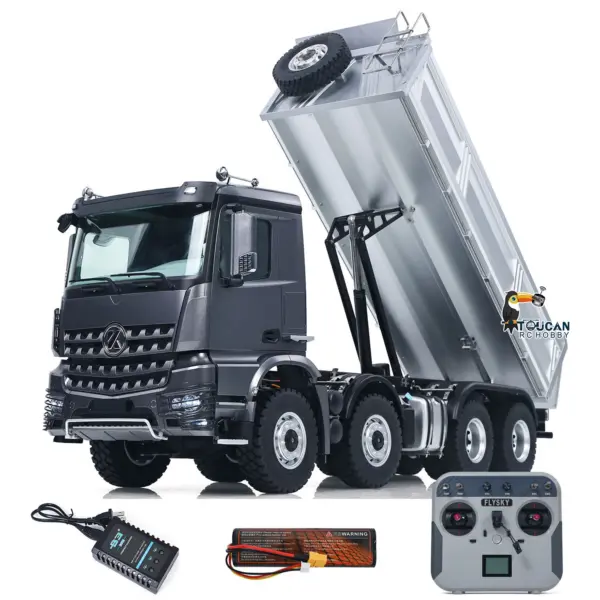 Kabolite 8X8 1/14 RC Dump Truck 5703 Electric Lifting Remote Control Tipper Model 2Speed Gearbox Lights Sound System Battery Charger