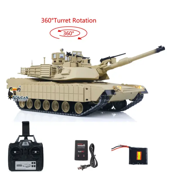 TOUCAN 1/16 Metal RC Tank 3918 Abrams M1A2 TUSK II Dual Flow Gearbox 360 Turret Rotary Infrared Combat Barrel Recoil FPV RTR