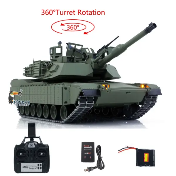 TOUCAN 1/16 Metal RC Tank 3918 Abrams M1A2 TUSK II Dual Flow Gearbox 360 Turret Rotary Infrared Combat Barrel Recoil FPV RTR