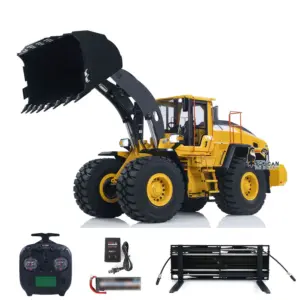 1/14 Metal RC Hydraulic Loader E260L Remote Control Construction Vehicle Flysky ST8 Radio Lock Differential Axle Fork Quick Coupler Light Sound ESC Battery