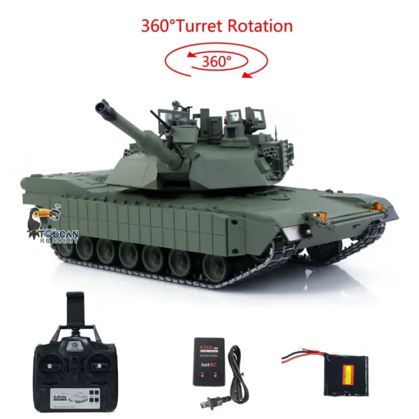 TOUCAN 1/16 Metal RC Tank 3918 Abrams M1A2 TUSK II Dual Flow Gearbox 360 Turret Rotary Infrared Combat Barrel Recoil FPV RTR