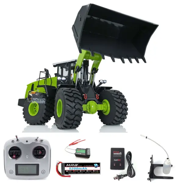 Metal 1/14 RC Loader WA470 Hydraulic Remote Control Construction Vehicle RTR Wheeled Truck Lights Sound Battery Charger for Sale